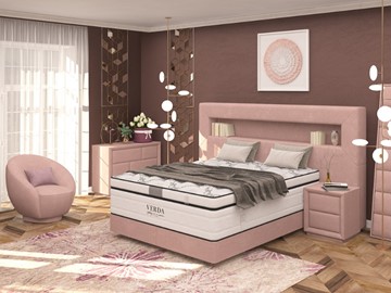 Двуспальная кровать Smart/Podium M 160х200, Флок (Велсофт Винтажный розовый) в Норильске