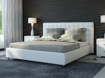 Кровать 2-х спальная Corso-3 160х200, Экокожа (Белый) в Норильске