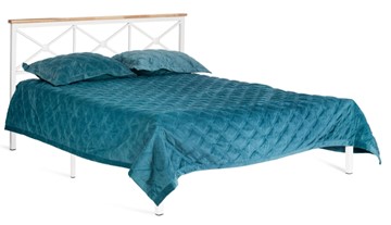 Кровать с основанием Iris (mod.9311) дерево гевея/металл, 160*200 см (Queen bed), Белый (White) в Норильске
