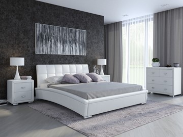 Кровать 2-х спальная Corso-1L 180х200, Экокожа (Белый) в Норильске