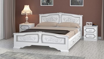 Кровать с выкатными ящиками Елена (Белый Жемчуг) 160х200 в Норильске