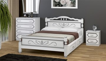 Кровать с выкатными ящиками Карина-5 (Белый Жемчуг) 160х200 в Норильске