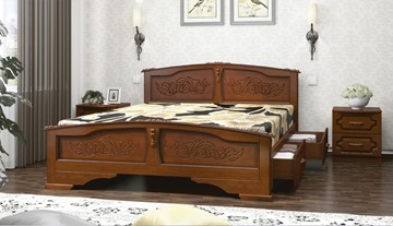 Кровать с выкатными ящиками Елена (Орех) 140х200 в Красноярске