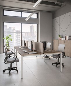 Набор мебели в офис Комфорт КФ (дуб шамони темный) на белом металокаркасе в Норильске