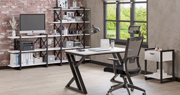 Офисный набор мебели Loft Белый/Черный металл в Норильске