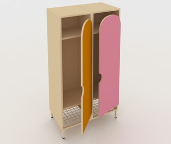 Детский шкаф ШГС2 Беж + Розовый+Оражневый в Норильске