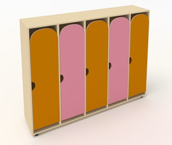 Распашной детский шкаф ШГ5У Беж+Оранжевый+Розовый в Норильске