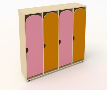 Детский шкаф ШГ4У Беж+Оранжевый+Розовый в Норильске