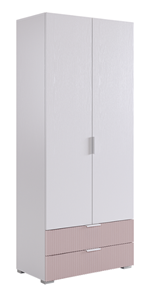 Шкаф двухдверный с ящиками Зефир 108.01 (белое дерево/пудра розовая (эмаль)) в Норильске