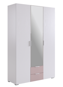 Трехдверный шкаф Зефир 109.02 (белое дерево/пудра розовая (эмаль)) в Норильске