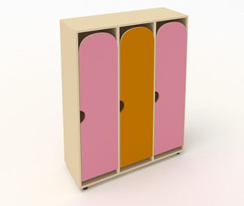 Детский шкаф ШГ3 Беж+Розовый+Оранжевый в Норильске