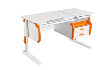 Растущий стол Дэми 1/75-40 (СУТ.25) + Tumba 3  белый/белый/Оранжевый в Красноярске
