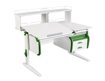 Детский стол-трансформер 1/75-40 (СУТ.25) + Polka_zz 1/600 (2 шт.) + Tumba 3  белый/белый/Зеленый в Норильске
