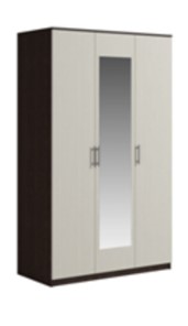 Шкаф 3 двери Светлана, с зеркалом, венге/дуб молочный в Норильске