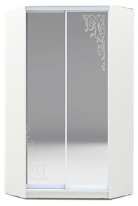 Угловой шкаф 2200х1103, ХИТ У-22-4-66-09, Орнамент, 2 зеркала, белая шагрень в Норильске