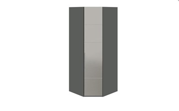 Распашной шкаф угловой Наоми с зеркальной правой дверью, цвет Фон серый, Джут СМ-208.07.07 R в Норильске
