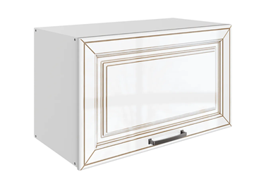 Кухонный шкаф Атланта L600 Н360 (1 дв. гл.) эмаль (белый/белый глянец патина золото) в Красноярске