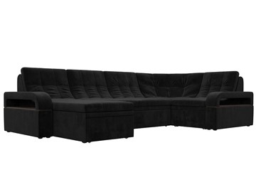 П-образный диван Лига-035, Черный (велюр) в Норильске