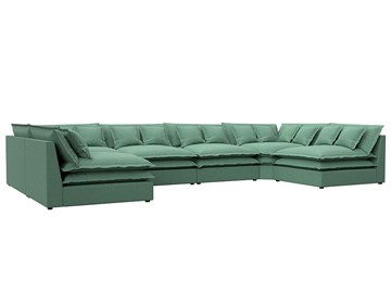 Большой П-образный диван Лига-040, Амур зеленый (рогожка) в Норильске