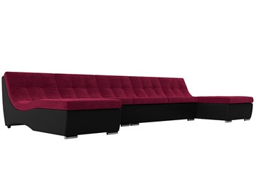 П-образный диван Монреаль, Бордовый\Черный (Микровельвет\Экокожа) в Норильске