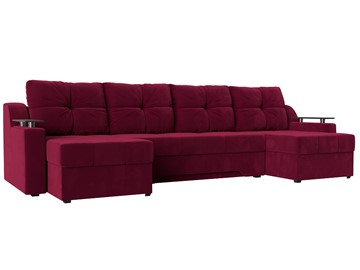 Большой П-образный диван Сенатор, Бордовый (Микровельвет) боннель в Норильске