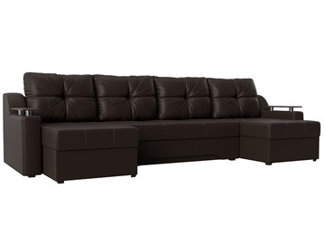 Большой П-образный диван Сенатор, Коричневый (Экокожа) боннель в Норильске
