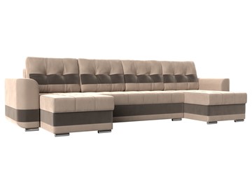 П-образный диван Честер, Бежевый/коричневый (велюр) в Норильске
