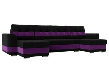 П-образный диван Честер, Черный/фиолетовый (вельвет) в Норильске