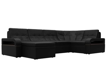 П-образный диван Лига-035, Черный (Экокожа) в Норильске