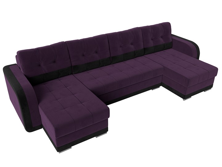 П-образный диван Марсель, Фиолетовый/черный (велюр) в Красноярске купитьнедорого в интернет-магазине — «Дом Диванов»
