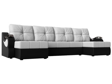 П-образный диван Меркурий П, Белый/черный (экокожа) в Норильске