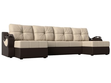 П-образный диван Меркурий П, Бежевый/коричневый (экокожа) в Норильске