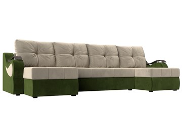 П-образный диван Меркурий П, Бежевый/зеленый (вельвет) в Норильске