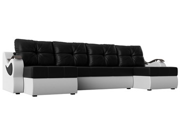 П-образный диван Меркурий П, Черный/белый (экокожа) в Норильске