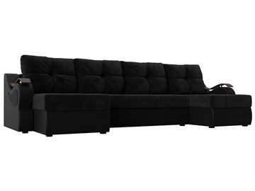 П-образный диван Меркурий П, Черный\Черный (Велюр\Экокожа) в Норильске