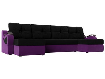 П-образный диван Меркурий П, Черный/фиолетовый (вельвет) в Красноярске