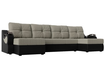 П-образный диван Меркурий П, Корфу 02 (рогожка)/черный (экокожа) в Норильске