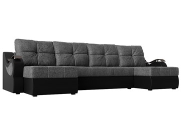 П-образный диван Меркурий П, Серый/черный (рогожка/экокожа) в Норильске