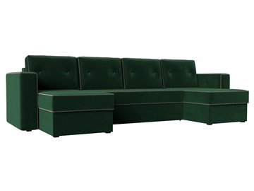 П-образный диван Принстон, Зеленый\Коричневый (Велюр) боннель в Норильске