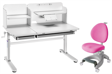 Комплект парта + кресло Iris II Grey + Cielo Pink + чехол для кресла в подарок в Норильске