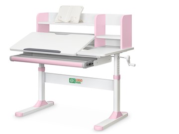 Растущий стол Ergokids TH-330 Pink TH-330 W/PN, столешница белая / накладки на ножках розовые в Норильске