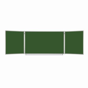 Доска для мела магнитная 3-х элементная 100х150/300 см, 5 рабочих поверхностей, зеленая, BRAUBERG, 231707 в Красноярске