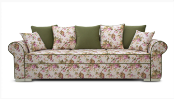 Прямой диван Ameli (Arcadia rose+shaggy green+glance bone) в Норильске - предосмотр