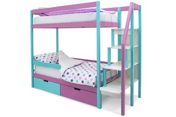 Двухэтажная детская кровать Svogen мятный-лаванда в Норильске