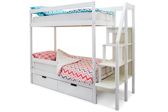 Детская 2-этажная кровать Svogen белый в Норильске - изображение