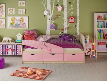 Кровать в детскую Дельфин, Розовый глянец 80х160 в Красноярске