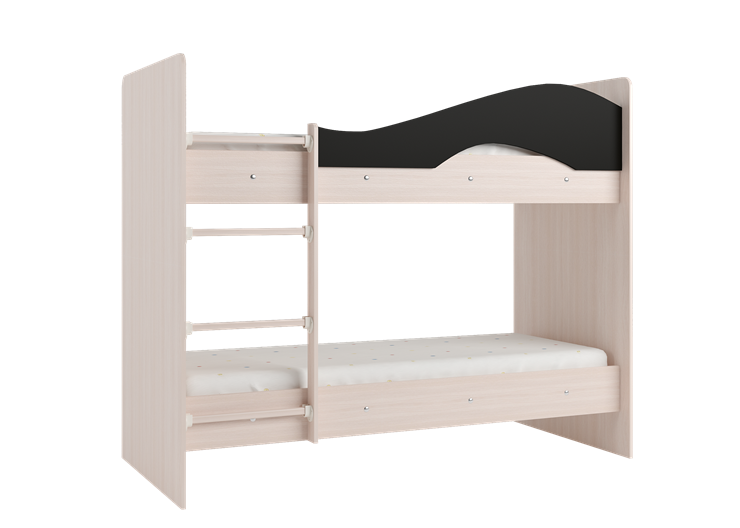 Детская  двухъярусная кровать Мая с 2 ящиками на щитах, корпус Млечный дуб, фасад Венге в Норильске - изображение 3