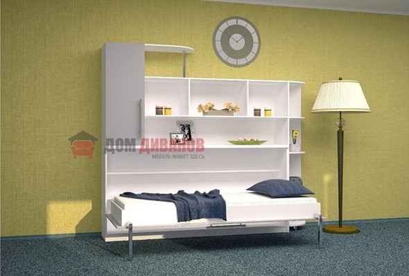 Детская кровать-шкаф Горизонтальная в серых тонах, Белый шагрень/Алюминий (900х2000) в Норильске - изображение