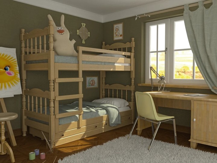 Детская кровать Соня двухъярусная (Сосна) в Красноярске - изображение 1