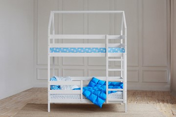 Детская двухъярусная кровать Домик, цвет белый в Красноярске